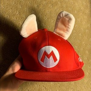 Mario costume hat with bunny ears